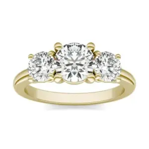 2 CTW AGI Certified Lab Grown Diamond (G-VS) Three Stone Engagement Ring in Choice of 14K Yellow or 14k White Gold