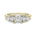 2 CTW AGI Certified Lab Grown Diamond (G-VS) Three Stone Engagement Ring in Choice of 14K Yellow or 14k White Gold
