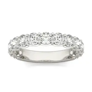 2 1/15 CTW Lab Grown Round Cut Diamond Half Eternity Ring in 14K White Gold - G-VS