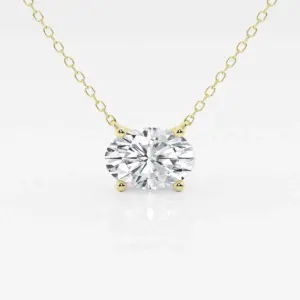 1.00 Ctw Oval Lab Grown Diamond Solitaire Pendant In White /Yellow