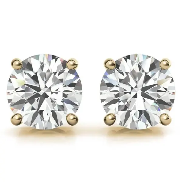 AGI Certified Lab Grown Diamond (G-VS) Stud Earrings in 14K White or Yellow Gold - Choose 1 CTW or 2 CTW