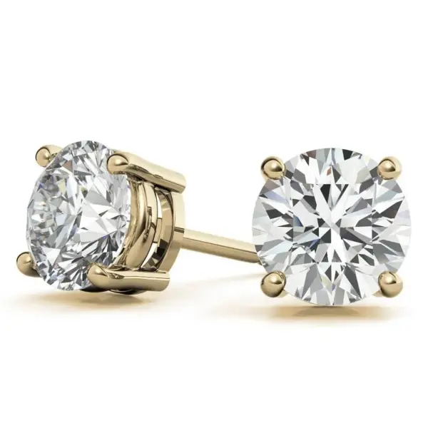 AGI Certified Lab Grown Diamond (G-VS) Stud Earrings in 14K White or Yellow Gold - Choose 1 CTW or 2 CTW