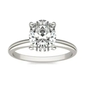 2.00 CTW AGI Certified Oval Lab Grown Diamond Solitaire Engagement Ring in 14K White Gold (G-VS)