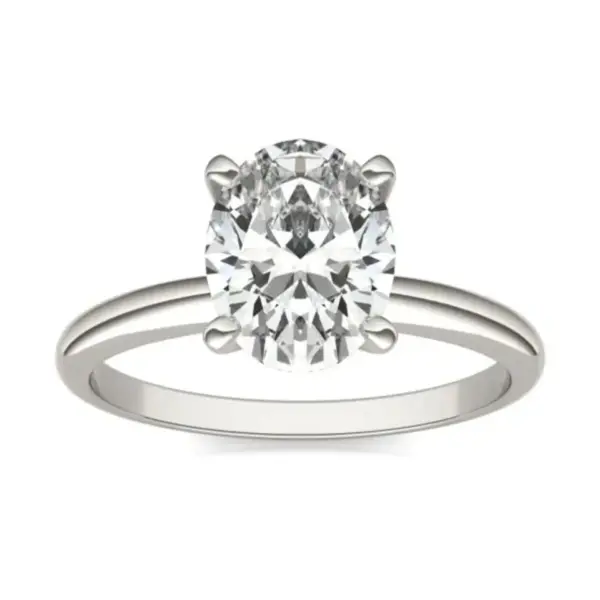 2.00 CTW AGI Certified Oval Lab Grown Diamond Solitaire Engagement Ring in 14K White Gold (G-VS)