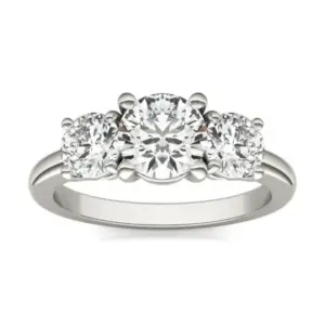 AGI Certified 2 CTW Classic Three-Stone Round Lab Grown Diamond (G-VS) Engagement Ring in 14K White Gold