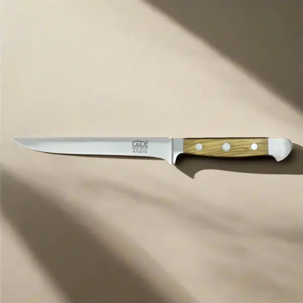 ALPHA OLIVE | Boning Knife 16cm (Flexible) | Forged Steel / Olive wood handle