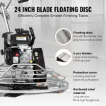 VEVOR Power Trowel, 38 Walk-Behind Cement Trowel with Float Pan, 6HP Gas-Powered Smooth Concrete Surface Finisher, Heavy Duty Commercial Screed Concrete Cement with Finishing Blade, Orange