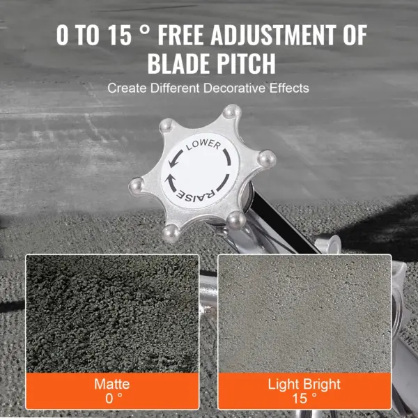 VEVOR Power Trowel, 38 Walk-Behind Cement Trowel with Float Pan, 6HP Gas-Powered Smooth Concrete Surface Finisher, Heavy Duty Commercial Screed Concrete Cement with Finishing Blade, Orange