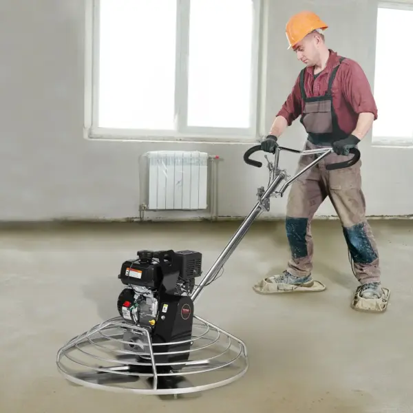 VEVOR Power Trowel, 38 Walk-Behind Cement Trowel with Float Pan, 6HP Gas-Powered Smooth Concrete Surface Finisher, Heavy Duty Commercial Screed Concrete Cement with Finishing Blade, Orange