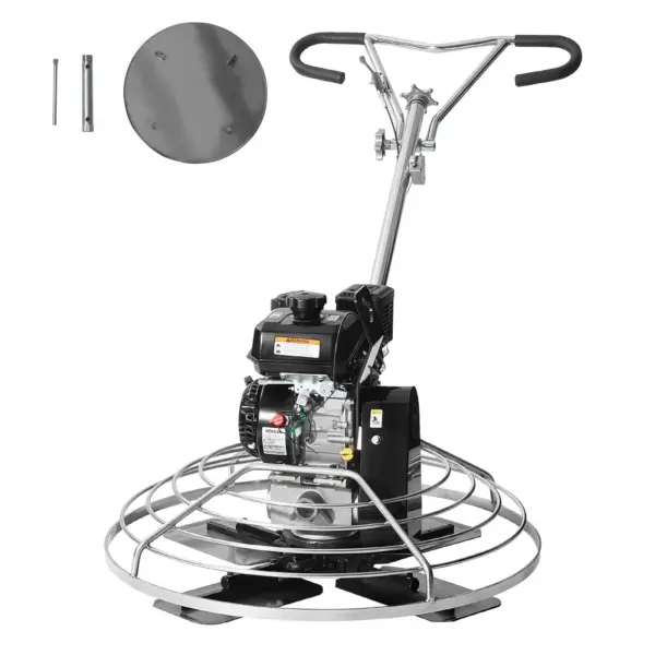 VEVOR Power Trowel, 38 Walk-Behind Cement Trowel with Float Pan, 6HP Gas-Powered Smooth Concrete Surface Finisher, Heavy Duty Commercial Screed Concrete Cement with Finishing Blade, Orange