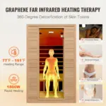 VEVOR Far Infrared Wooden Sauna, Room Home Sauna Spa for 2 Person, Low EMF Far Infrared Hemlock Wood Saunas with Tempered Glass Door & 2 Bluetooth Speakers, 1800W Indoor Use