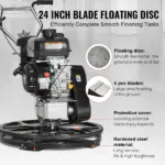 VEVOR Power Trowel, 24 Walk-Behind Cement Trowel with Float Pan, 6HP Gas-Powered Smooth Concrete Surface Finisher, Heavy Duty Commercial Screed Concrete Cement with Finishing Blade, Orange