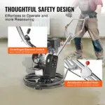 VEVOR Power Trowel, 24 Walk-Behind Cement Trowel with Float Pan, 6HP Gas-Powered Smooth Concrete Surface Finisher, Heavy Duty Commercial Screed Concrete Cement with Finishing Blade, Orange
