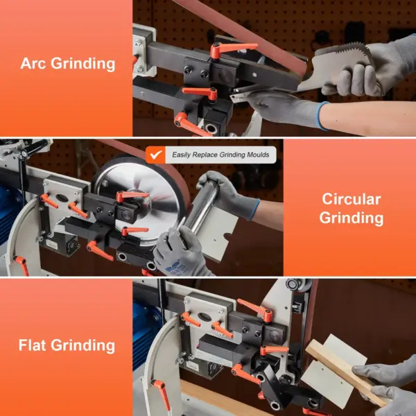 VEVOR Belt Grinder Sander, 72 x 2-Inch Variable Speed Belt Polisher with VFD, 1500W Knife Sharpener with 3 Grinding Moulds & 3PCS Sanding Belts for Metalworking, Compatible with 72"- 82*2" Belts