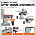 VEVOR Belt Grinder Sander, 72 x 2-Inch Variable Speed Belt Polisher with VFD, 1500W Knife Sharpener with 3 Grinding Moulds & 3PCS Sanding Belts for Metalworking, Compatible with 72"- 82*2" Belts