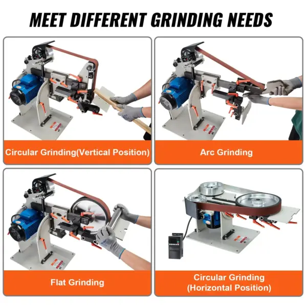 VEVOR Belt Grinder Sander, 72 x 2-Inch Variable Speed Belt Polisher with VFD, 1500W Knife Sharpener with 3 Grinding Moulds & 3PCS Sanding Belts for Metalworking, Compatible with 72"- 82*2" Belts
