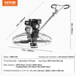 VEVOR Power Trowel, 46 Walk-Behind Cement Trowel with Float Pan, 14HP Gas-Powered Smooth Concrete Surface Finisher, Heavy Duty Commercial Screed Concrete Cement with Finishing Blade, Orange