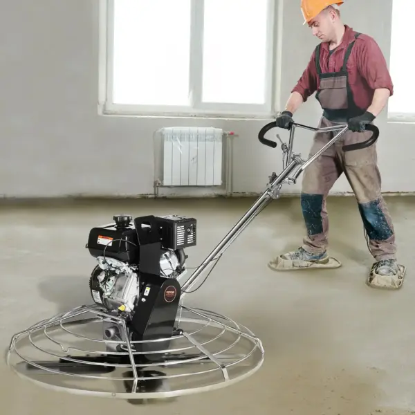 VEVOR Power Trowel, 46 Walk-Behind Cement Trowel with Float Pan, 14HP Gas-Powered Smooth Concrete Surface Finisher, Heavy Duty Commercial Screed Concrete Cement with Finishing Blade, Orange