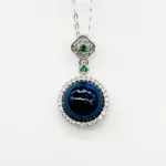 Sterling Silver Crown Jewel Aroma Necklace - Navy | Energy & Healing | Diffuse on the go