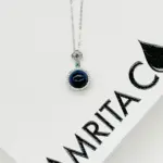 Sterling Silver Crown Jewel Aroma Necklace - Navy | Energy & Healing | Diffuse on the go