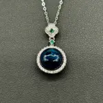 Sterling Silver Crown Jewel Aroma Necklace - Navy | Energy & Healing | Diffuse on the go