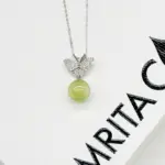 Sterling Silver Diamond Butterfly Aroma Necklace - Green | Energy & Healing | Diffuse on the go