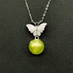 Sterling Silver Diamond Butterfly Aroma Necklace - Green | Energy & Healing | Diffuse on the go