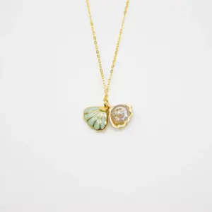 Green Shell Murano Aroma Necklace - Dreamy Lavender | Energy & Healing | Diffuse on the go | 925 Silver