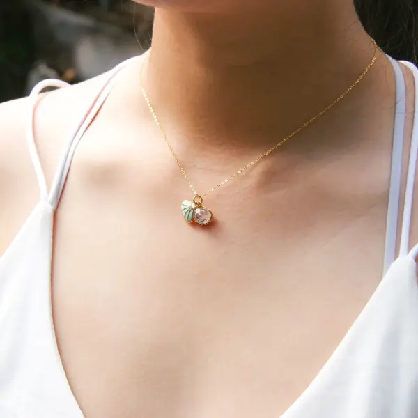 Green Shell Murano Aroma Necklace - Dreamy Lavender | Energy & Healing | Diffuse on the go | 925 Silver