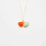 Green Shell Murano Aroma Necklace - Sunset Coral | Energy & Healing | Diffuse on the go | Sterling Silver