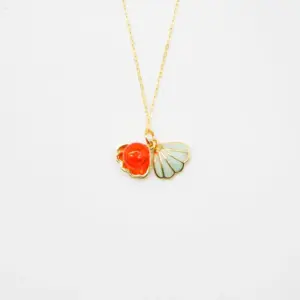 Green Shell Murano Aroma Necklace - Sunset Coral | Energy & Healing | Diffuse on the go | Sterling Silver