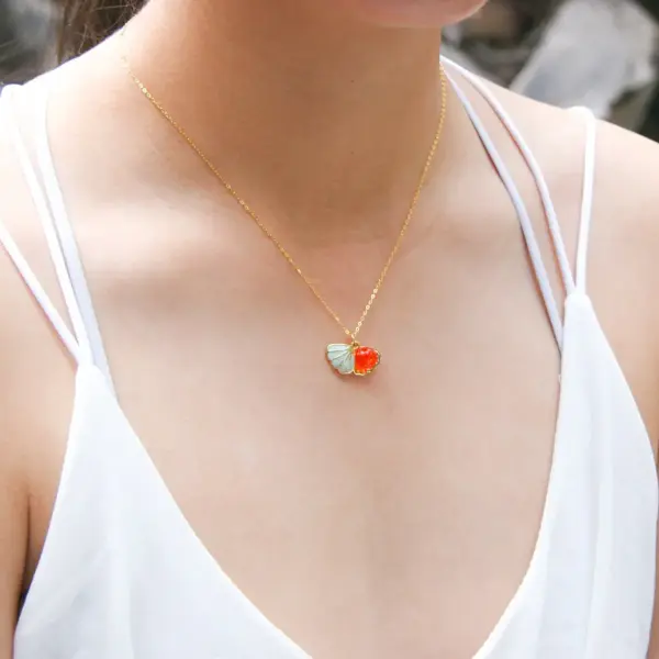 Green Shell Murano Aroma Necklace - Sunset Coral | Energy & Healing | Diffuse on the go | Sterling Silver