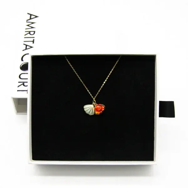 Green Shell Murano Aroma Necklace - Sunset Coral | Energy & Healing | Diffuse on the go | Sterling Silver