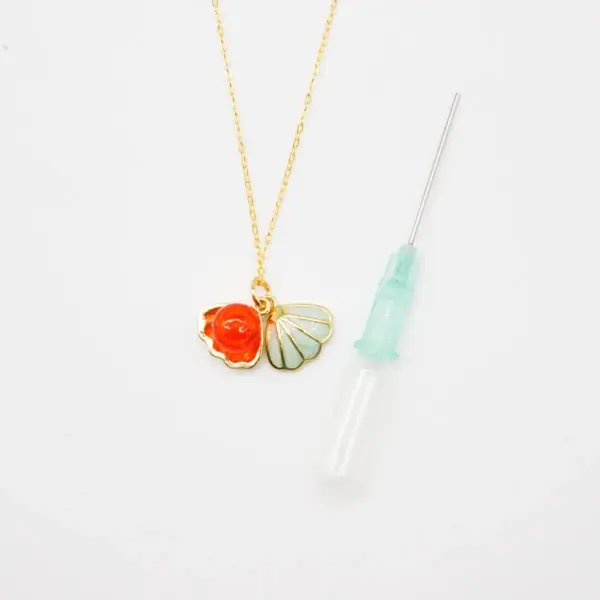Green Shell Murano Aroma Necklace - Sunset Coral | Energy & Healing | Diffuse on the go | Sterling Silver