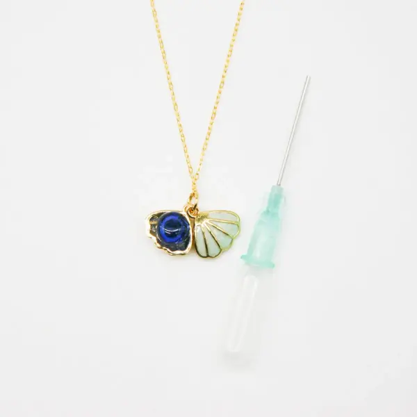 Green Shell Murano Aroma Necklace - Oceanic Depths | Energy & Healing | Diffuse on the go | Sterling Silver Gift