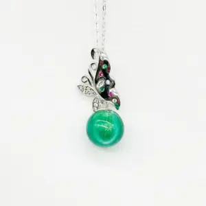 Sterling Silver Butterfly Aroma Necklace - Turquoise | Energy & Healing | Diffuse on the go