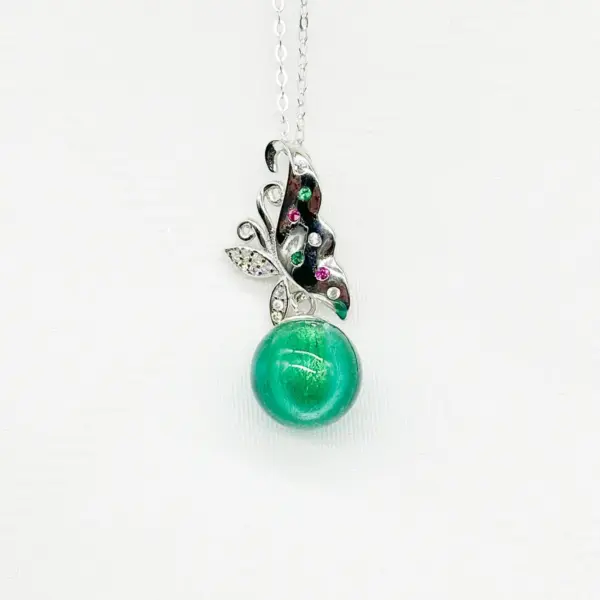 Sterling Silver Butterfly Aroma Necklace - Turquoise | Energy & Healing | Diffuse on the go