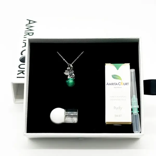 Sterling Silver Butterfly Aroma Necklace - Turquoise | Energy & Healing | Diffuse on the go