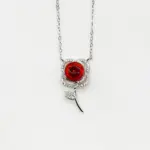 Sterling Silver Rose Garden Aroma Necklace - Crimson | Energy & Healing | Diffuse on the go