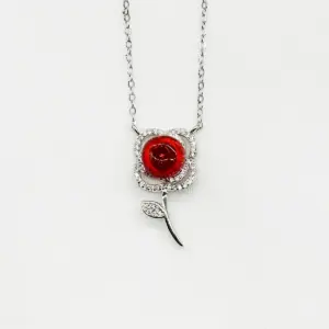 Sterling Silver Rose Garden Aroma Necklace - Crimson | Energy & Healing | Diffuse on the go