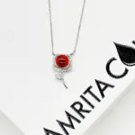 Sterling Silver Rose Garden Aroma Necklace - Crimson | Energy & Healing | Diffuse on the go