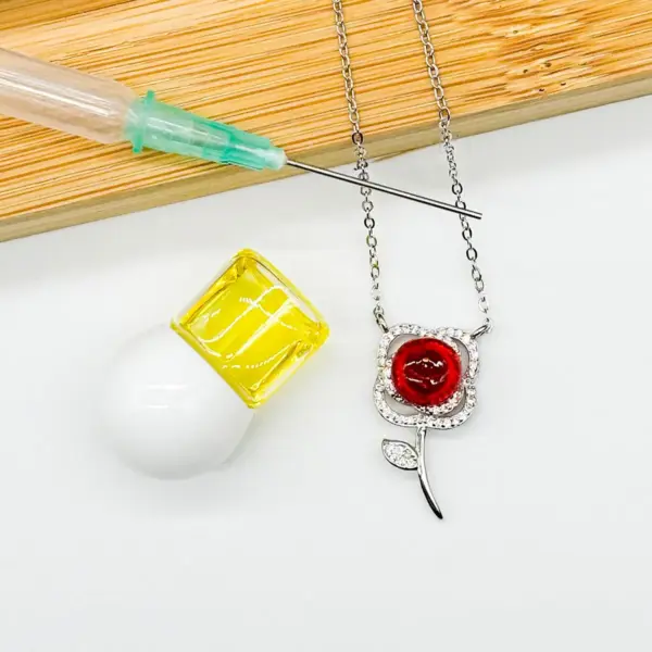Sterling Silver Rose Garden Aroma Necklace - Crimson | Energy & Healing | Diffuse on the go