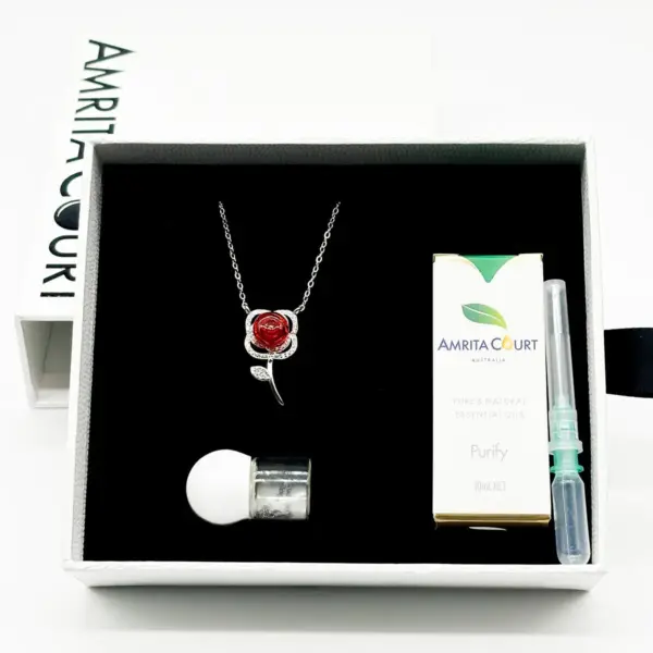 Sterling Silver Rose Garden Aroma Necklace - Crimson | Energy & Healing | Diffuse on the go