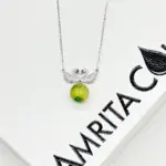 Sterling Silver Twin Swan Aroma Necklace - Gold Green | Energy & Healing | Diffuse on the go
