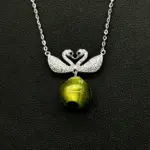 Sterling Silver Twin Swan Aroma Necklace - Gold Green | Energy & Healing | Diffuse on the go