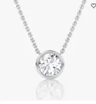 AGI Certified 1.00 Ctw Bezel Set Round Lab Grown Diamond Pendant - G/VS Clarity in Choice of 14K White or Yellow Gold