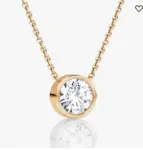 AGI Certified 1.00 Ctw Bezel Set Round Lab Grown Diamond Pendant - G/VS Clarity in Choice of 14K White or Yellow Gold