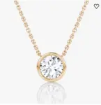 AGI Certified 1.00 Ctw Bezel Set Round Lab Grown Diamond Pendant - G/VS Clarity in Choice of 14K White or Yellow Gold