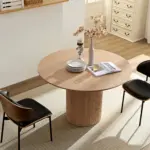 47,24 inch MDF Dining Table for Dining Room Round Dinner Tables Mid-Century Modern Table OAK