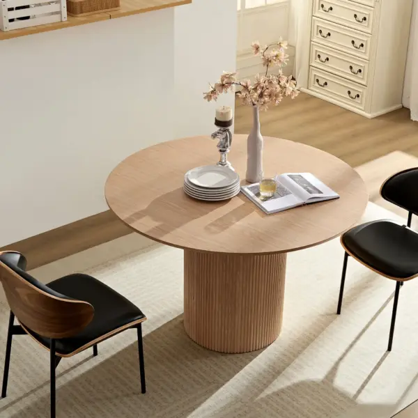 47,24 inch MDF Dining Table for Dining Room Round Dinner Tables Mid-Century Modern Table OAK